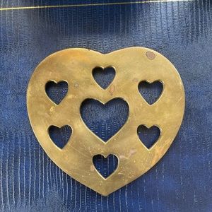 Vintage Heart shaped Brass Trivet
